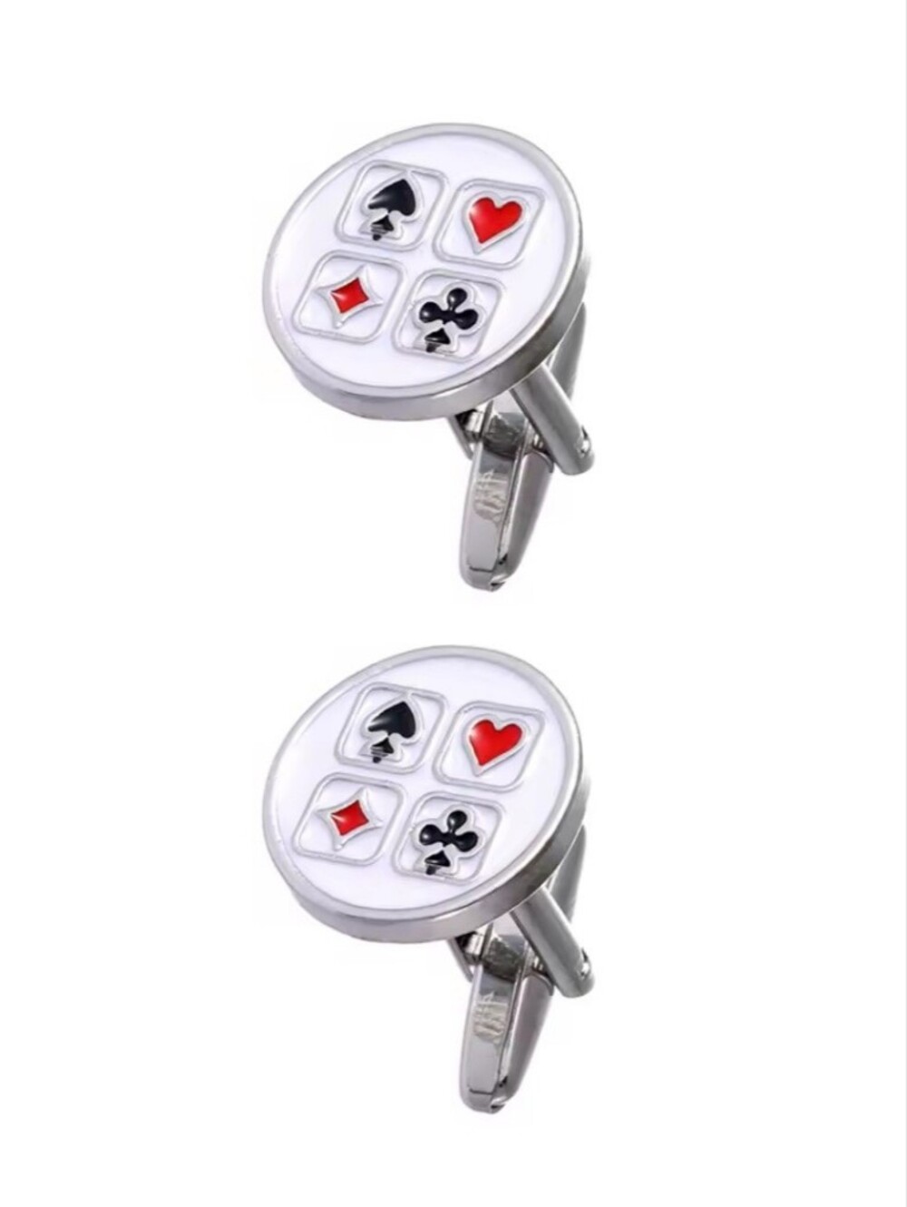 Playing Card Suit Cufflinks Hearts Diamonds Clubs Spades Casino Gambling Formal